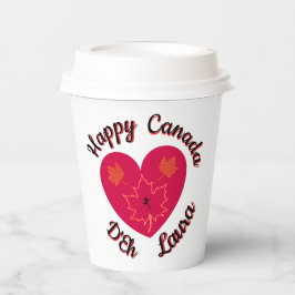 Happy Canada D'Eh Heart, Frog, Maple Leaves Papieren Bekers