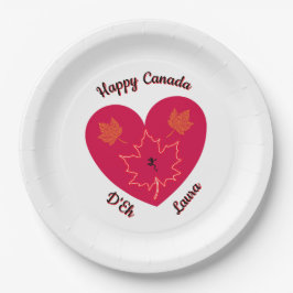 Happy Canada D'Eh Heart, Frog, Maple Leaves Papieren Bordje