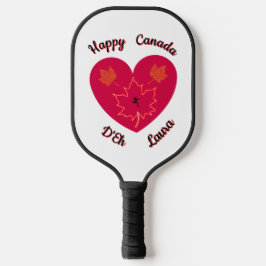 Happy Canada D'Eh Heart, Frog, Maple Leaves Pickleball Paddle