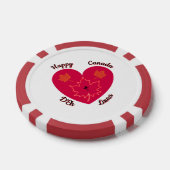 Happy Canada D'Eh Heart, Frog, Maple Leaves Poker Chips (Enkel)