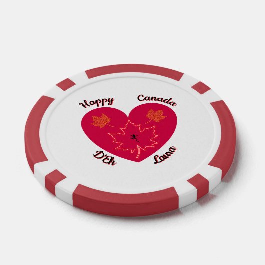 Happy Canada D'Eh Heart, Frog, Maple Leaves Poker Chips (Enkel)