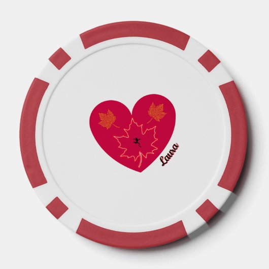 Happy Canada D'Eh Heart, Frog, Maple Leaves Poker Chips (Achterkant)