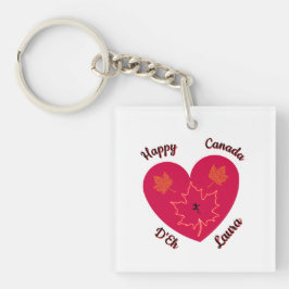 Happy Canada D'Eh Heart, Frog, Maple Leaves Sleutelhanger