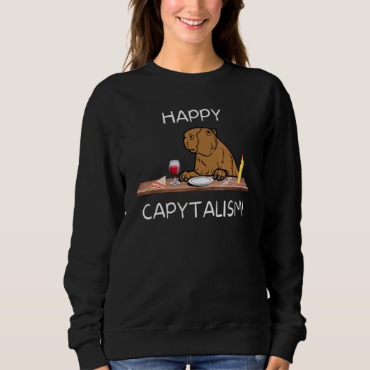 Happy Capitalism Capybara Big Rodent Trui (Voorkant)