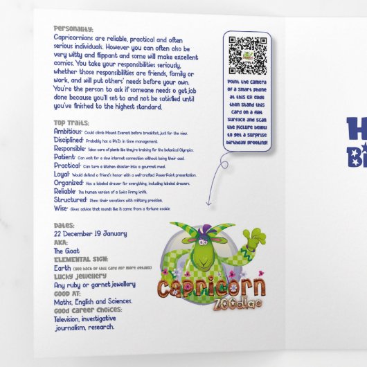 Happy 'Cappy' Steenbok Verjaardag Kaart (Binnenzijde eerst)