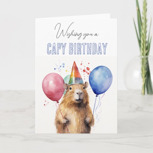 Happy Capy Verjaardag Capybara Kaart (Voorkant)