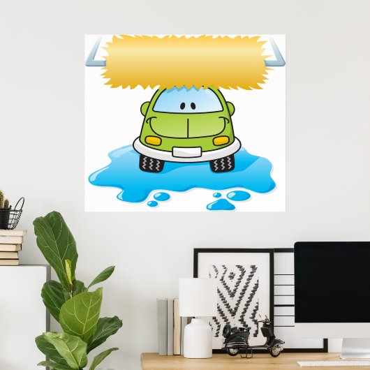 Happy Car Wash Poster (Thuiskantoor)