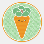 Happy Carrot Kawaii Ronde Sticker (Voorkant)