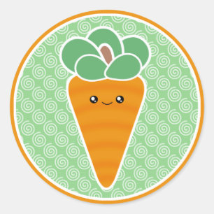 Happy Carrot Kawaii Ronde Sticker