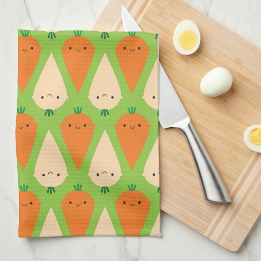 Happy Carrots en Parsnips Theedoek (Quarter Fold)