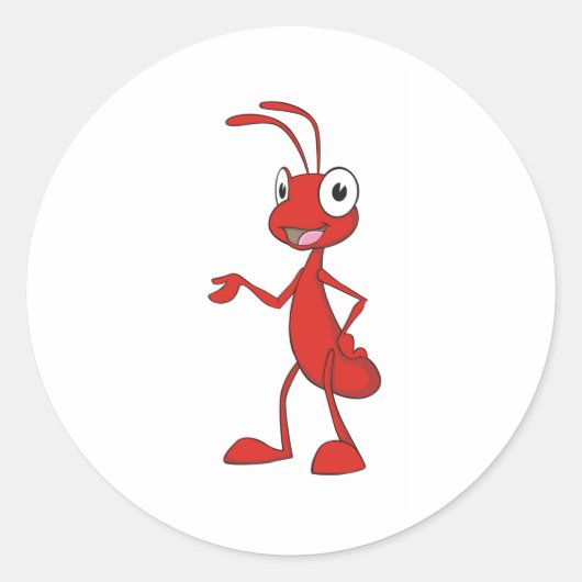 Happy Cartoon Ant Ronde Sticker (Voorkant)