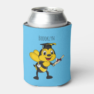 Happy cartoon bee afstuderen blikjeskoeler