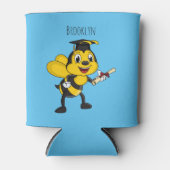 Happy cartoon bee afstuderen blikjeskoeler (Voorkant)