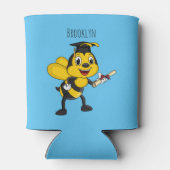 Happy cartoon bee afstuderen blikjeskoeler (Achterkant)