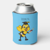 Happy cartoon bee afstuderen blikjeskoeler (Blikje Achterkant)