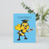 Happy cartoon bee afstuderen briefkaart (Staand voorkant)