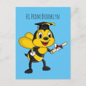 Happy cartoon bee afstuderen briefkaart (Voorkant)