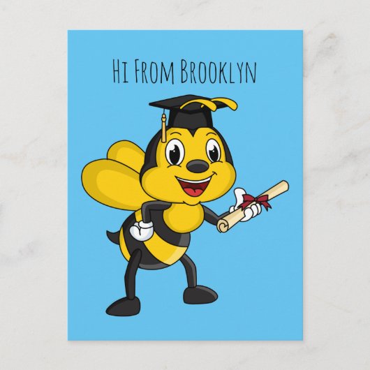 Happy cartoon bee afstuderen briefkaart (Voorkant)