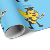 Happy cartoon bee afstuderen cadeaupapier (Rol Hoek)