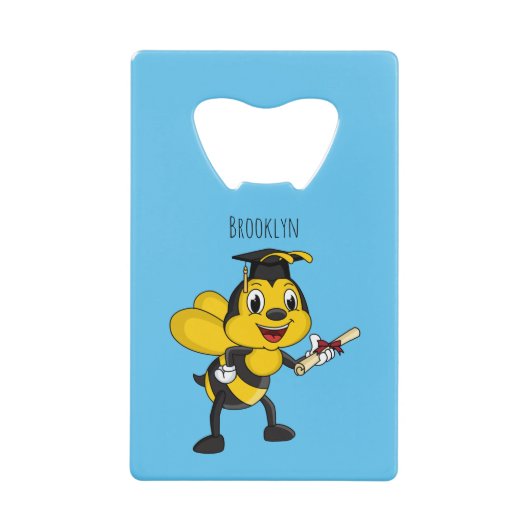 Happy cartoon bee afstuderen creditkaart flessenopener (Voorkant)