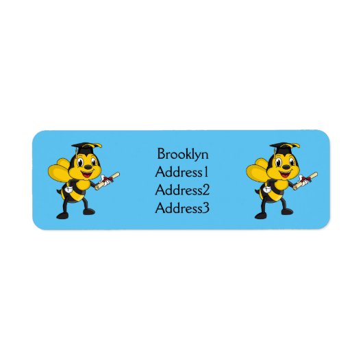 Happy cartoon bee afstuderen etiket (Voorkant)