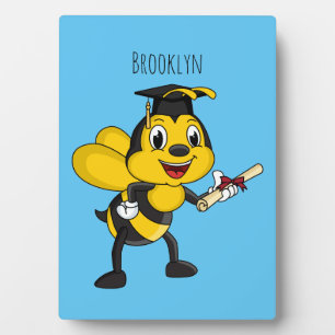 Happy cartoon bee afstuderen fotoplaat