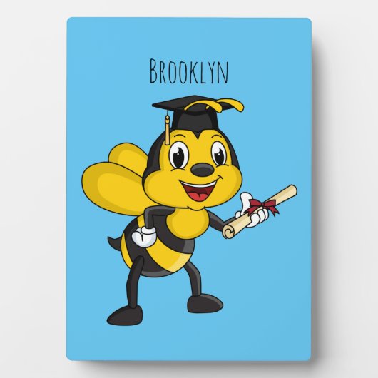 Happy cartoon bee afstuderen fotoplaat (voorkant)