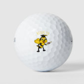 Happy cartoon bee afstuderen golfballen (Voorkant)