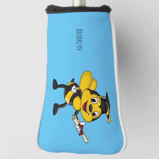 Happy cartoon bee afstuderen golfheadcover (Draai 90)