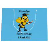 Happy cartoon bee afstuderen groot cadeauzakje (Voorkant)