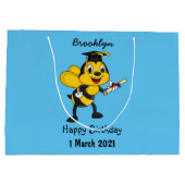 Happy cartoon bee afstuderen groot cadeauzakje (Achterkant)