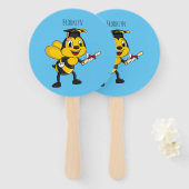 Happy cartoon bee afstuderen handwaaier (Voorkant en achterkant)