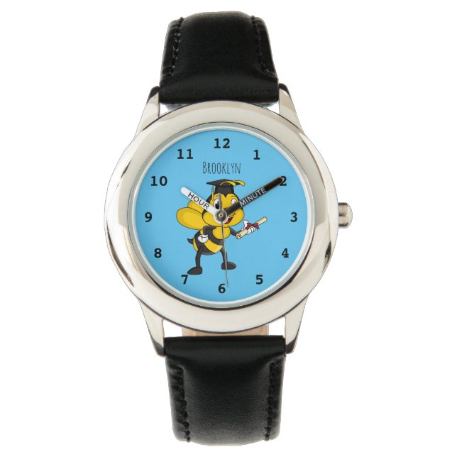 Happy cartoon bee afstuderen horloge (Voorkant)