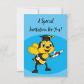 Happy cartoon bee afstuderen kaart (Achterkant)