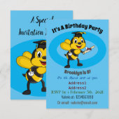 Happy cartoon bee afstuderen kaart (Voorkant / Achterkant)