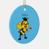 Happy cartoon bee afstuderen keramisch ornament (Rechts)