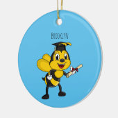 Happy cartoon bee afstuderen keramisch ornament (Links)