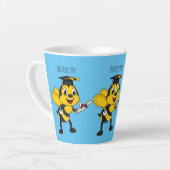 Happy cartoon bee afstuderen latte mok (Linkerhoek)