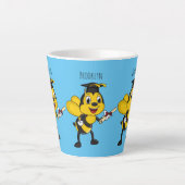 Happy cartoon bee afstuderen latte mok (Voorkant)