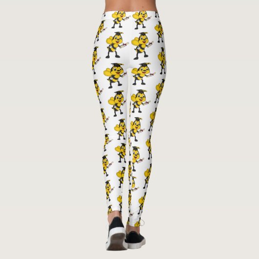 Happy cartoon bee afstuderen leggings (Achterkant)