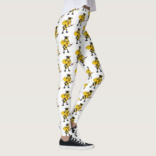 Happy cartoon bee afstuderen leggings (Rechts)