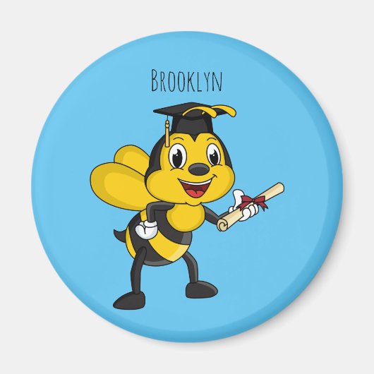 Happy cartoon bee afstuderen magneet (Voorkant)