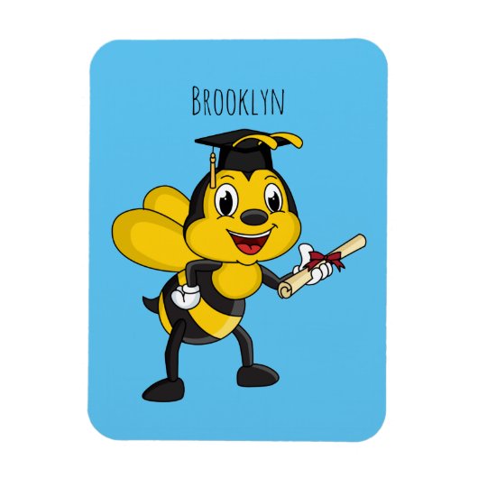 Happy cartoon bee afstuderen magneet (Verticaal)