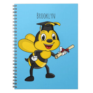 Happy cartoon bee afstuderen notitieboek