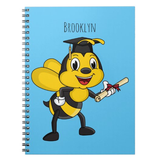 Happy cartoon bee afstuderen notitieboek (Voorkant)