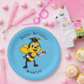 Happy cartoon bee afstuderen papieren bordje (Feest)
