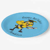 Happy cartoon bee afstuderen papieren bordje (Gekanteld)