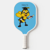 Happy cartoon bee afstuderen pickleball paddle (Achterkant)