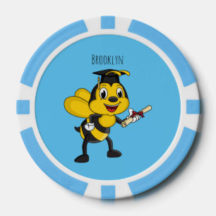 Happy cartoon bee afstuderen poker chips