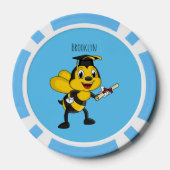 Happy cartoon bee afstuderen poker chips (Achterkant)